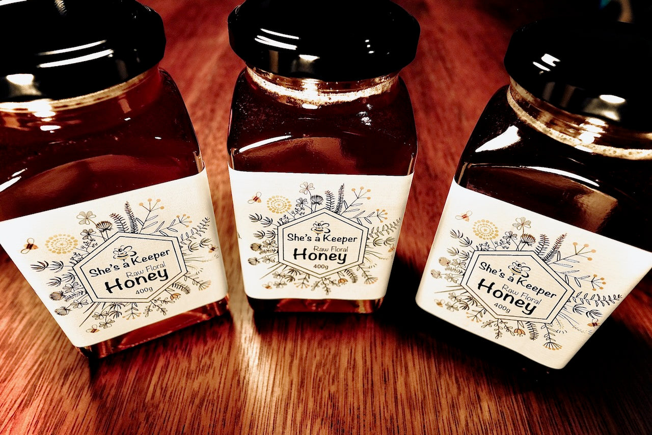 She's a Keeper 400g Raw Honey - Mixed Floral - Premium Glass Jar